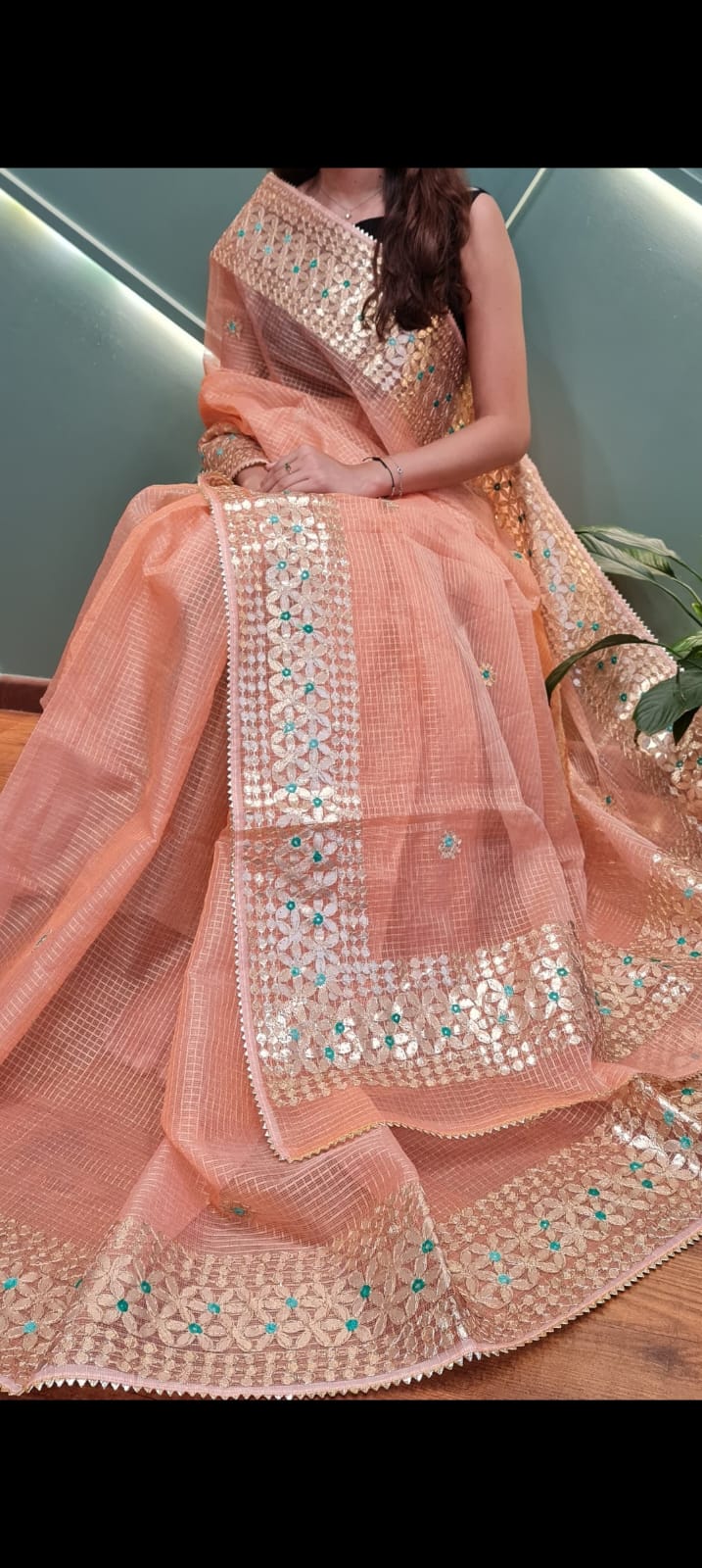 Pure Kota Cotton Gota Patti Work Saree