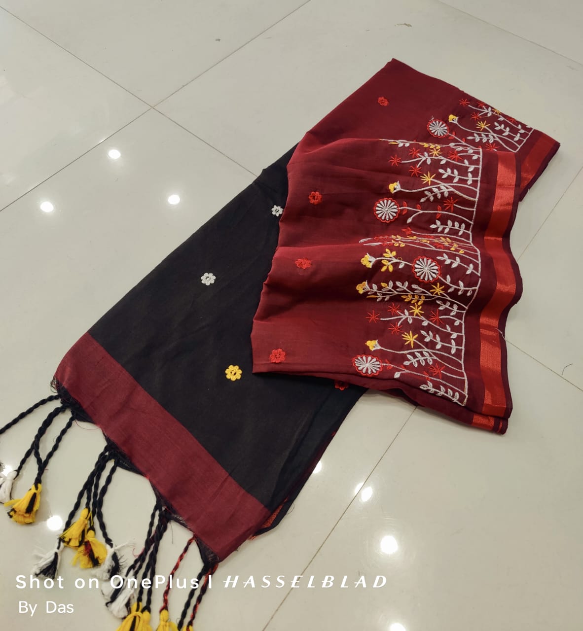 Beautiful Embroidery Khaddi Cotton Saree