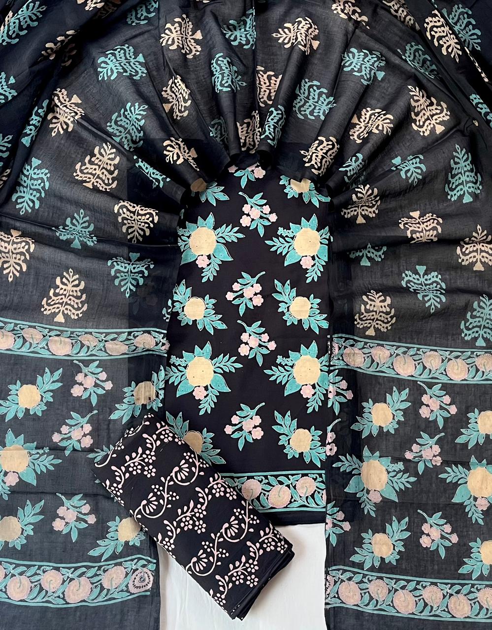 Exclusive new hand block printed cotton suits with cotton duptta