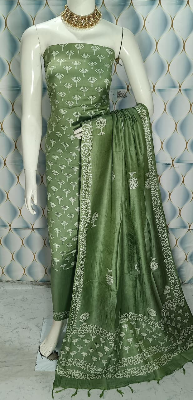 Cotton slub discharge print Unstitched Suit