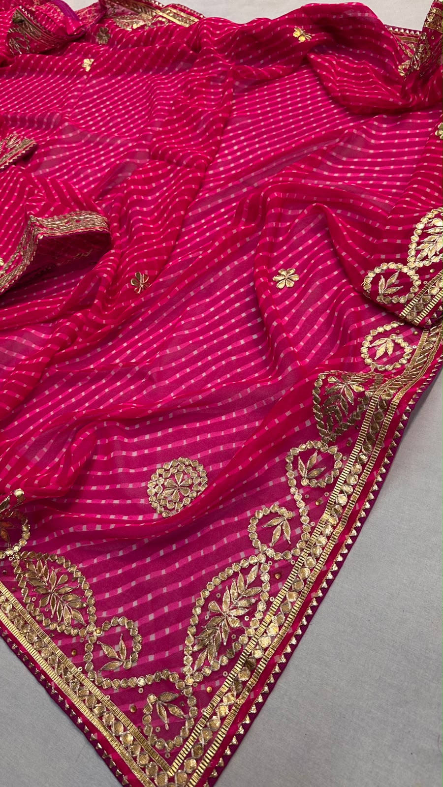 Pure 60 gram georgette hand gota patti work saree