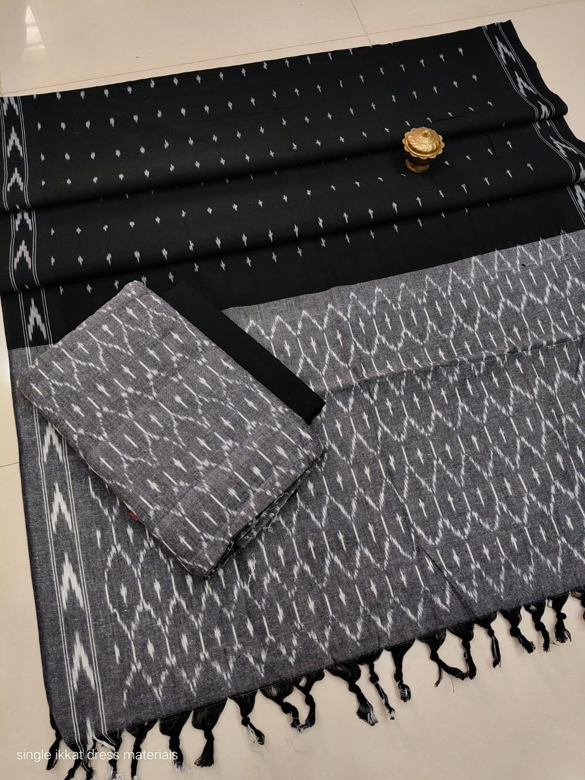 Pure ikkat Cotton Unstitched Suit With Dupatta