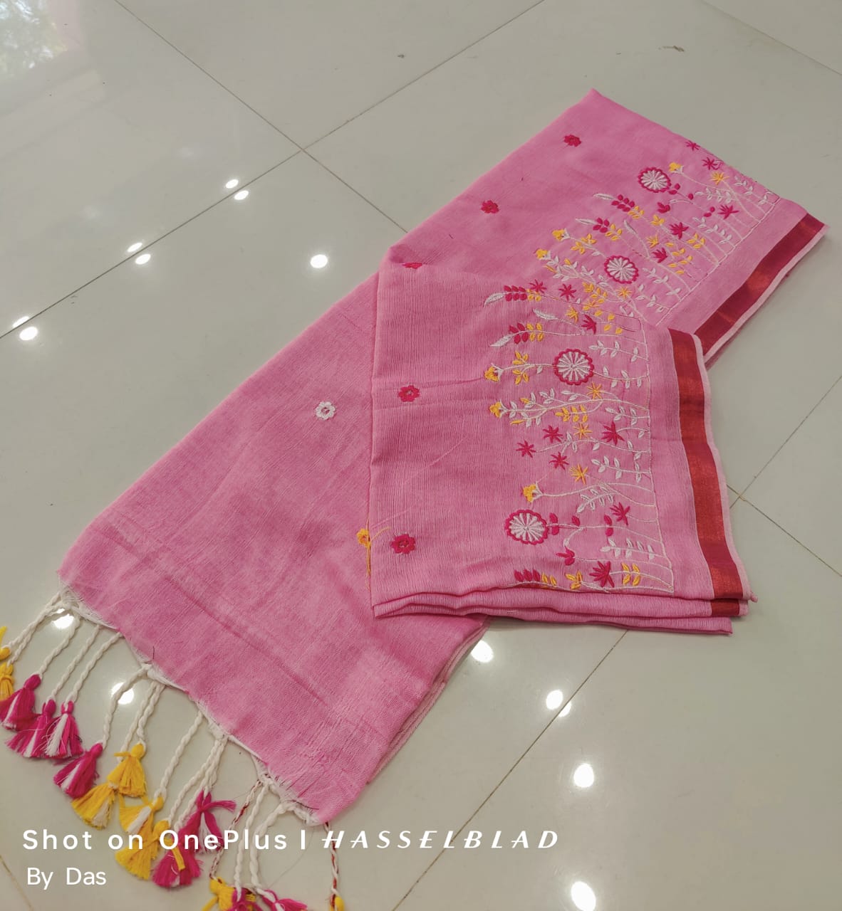 Beautiful Embroidery Khaddi Cotton Saree