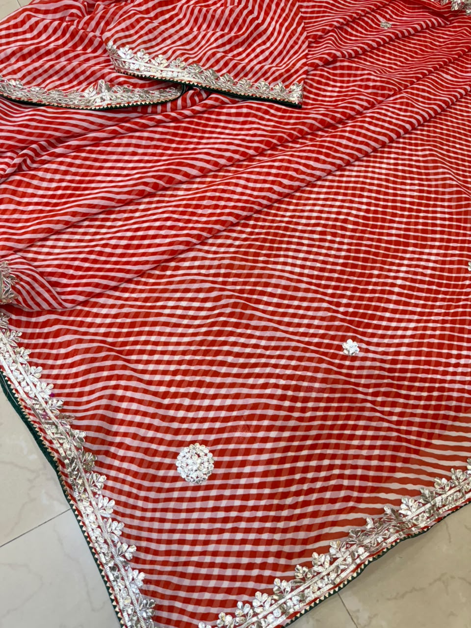 Georgette Gota Patti Work Saree With Blouse