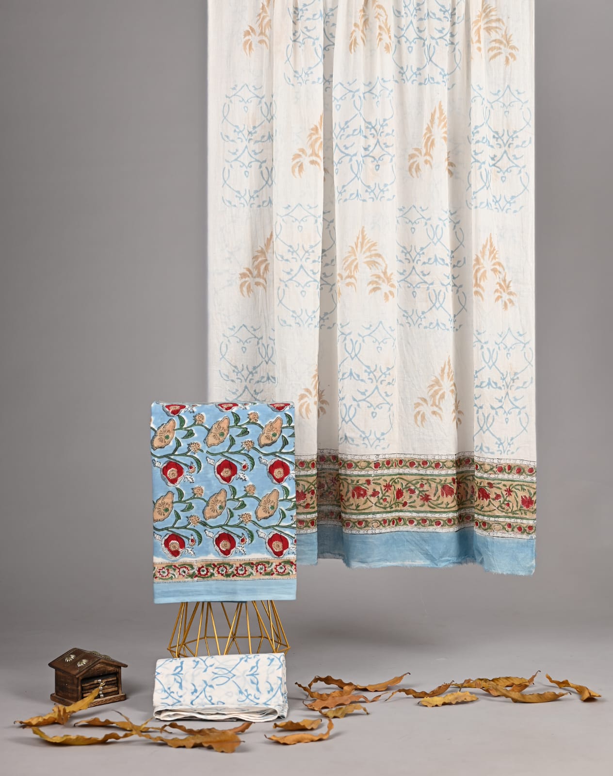 Exclusive new hand block printed cotton suits with cotton duptta