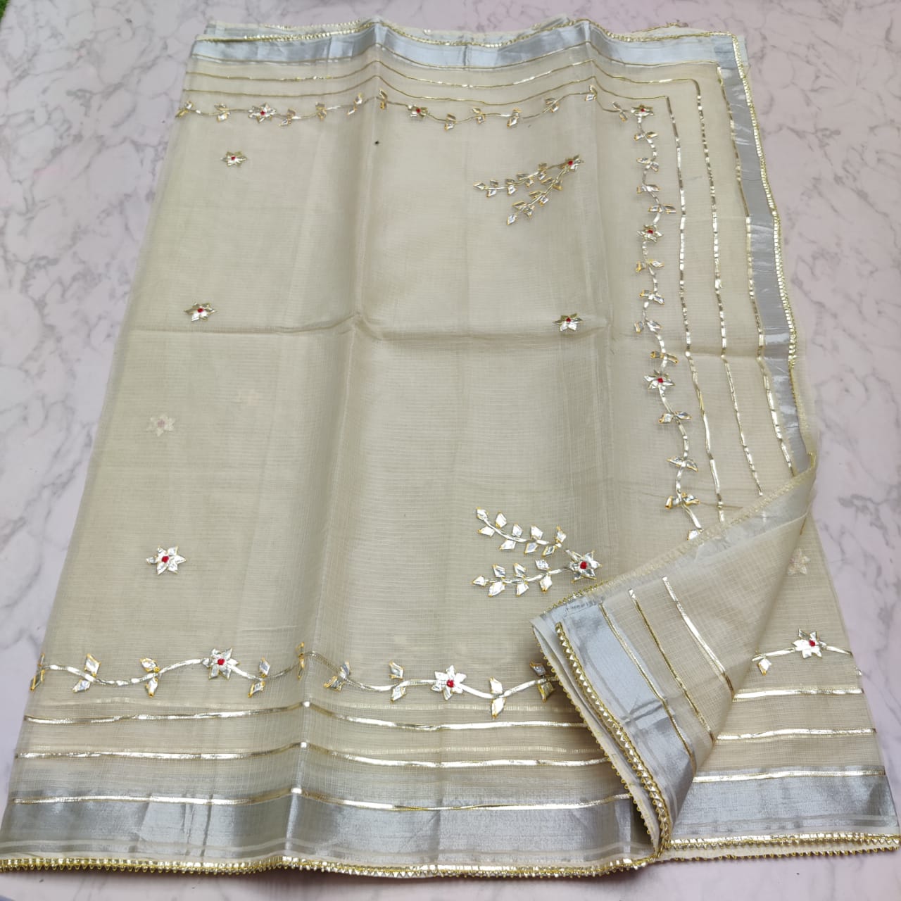 kota cotton kacha gota patti work saree