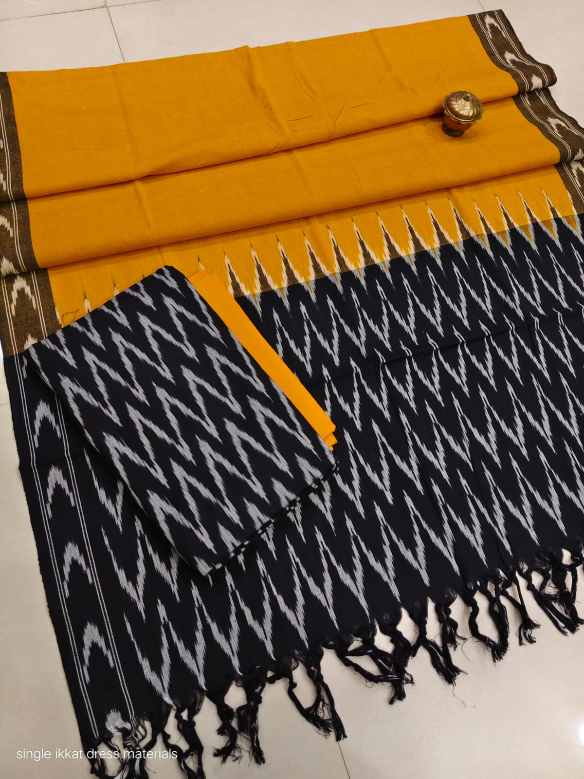 Pure ikkat Cotton Unstitched Suit With Dupatta