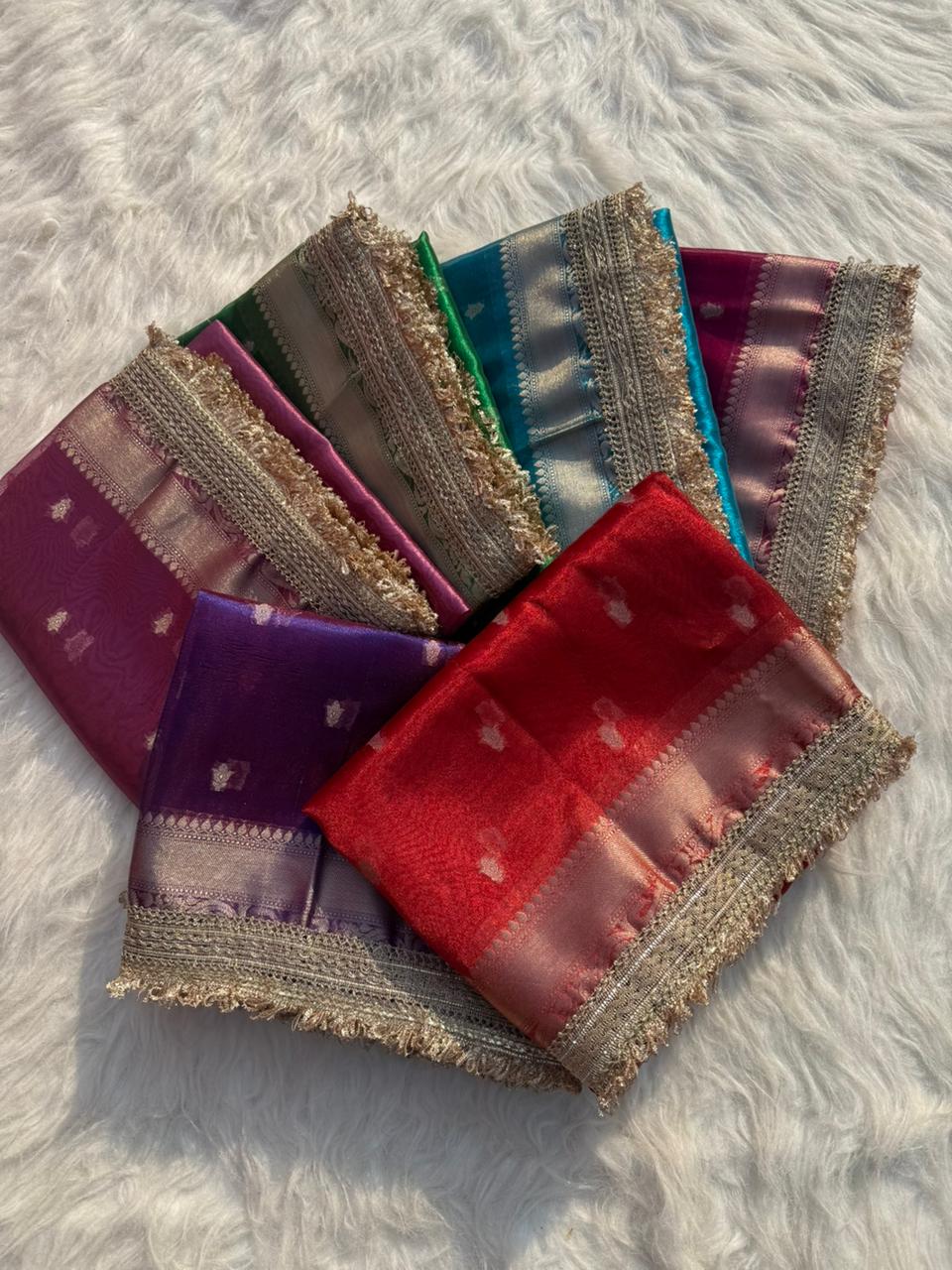 Banarasi Tissue Silk Saree With lace work border