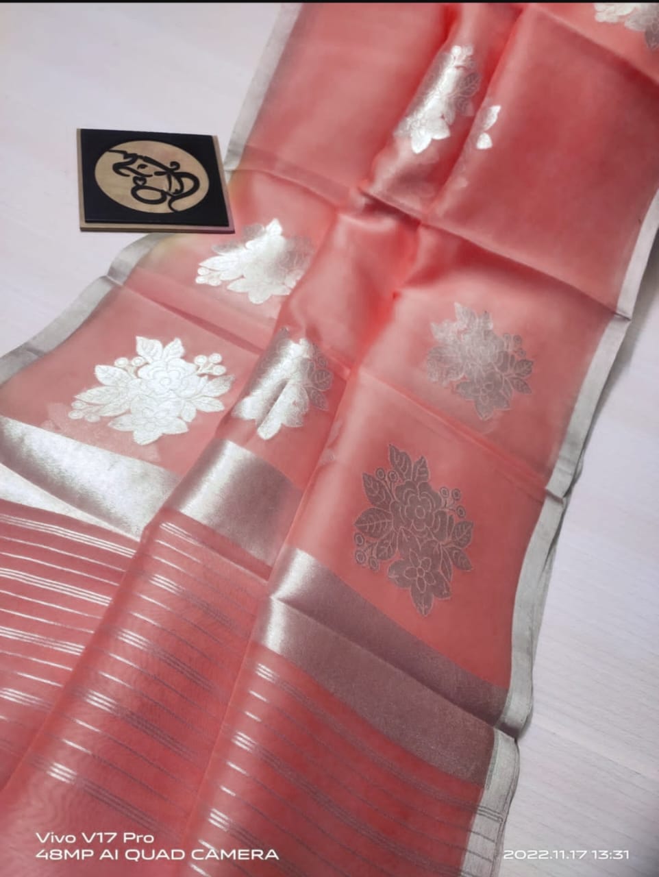 Banarasi Semi Kora Organza Dybel Saree