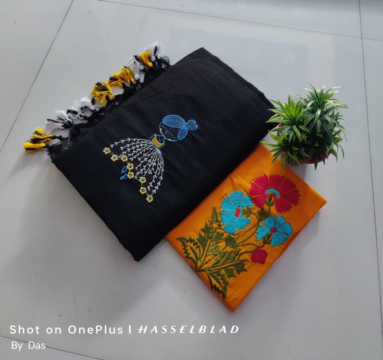 Beautiful Doll Embroidery Khaddi Cotton Saree