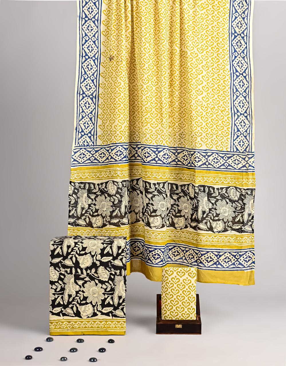 Exclusive new hand block printed cotton suits with cotton duptta