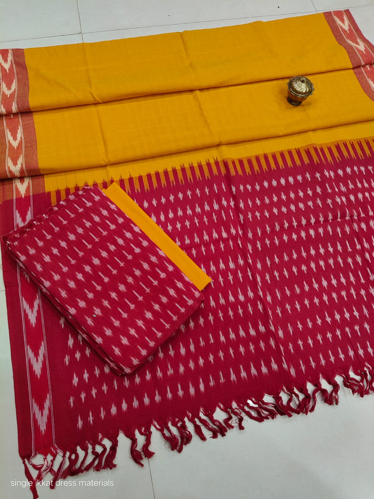 Pure ikkat Cotton Unstitched Suit With Dupatta