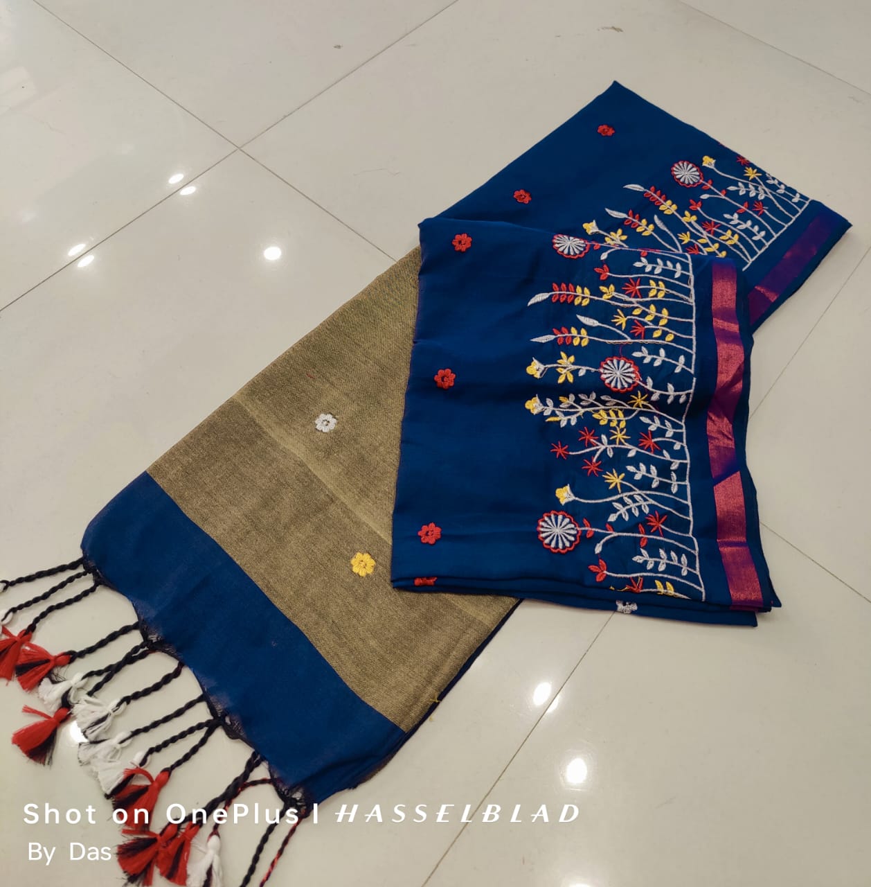 Beautiful Embroidery Khaddi Cotton Saree