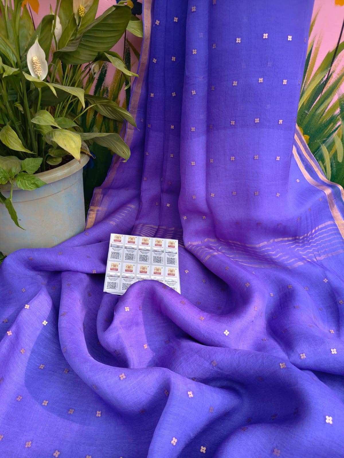 Bengal Handloom Pure Muslin Silk Saree With ( Silk Mark Certified)