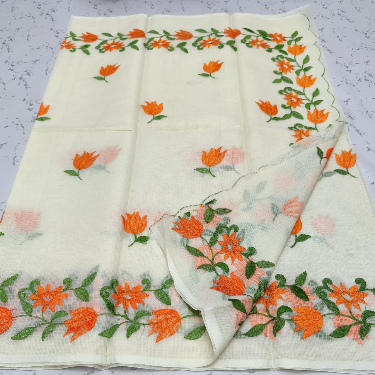 Beautiful Kota Cotton Hand Block Print Work Saree