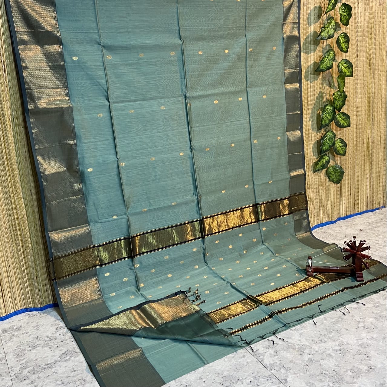 Maheshwari Cotton Silk Zari Work Saree With Blouse