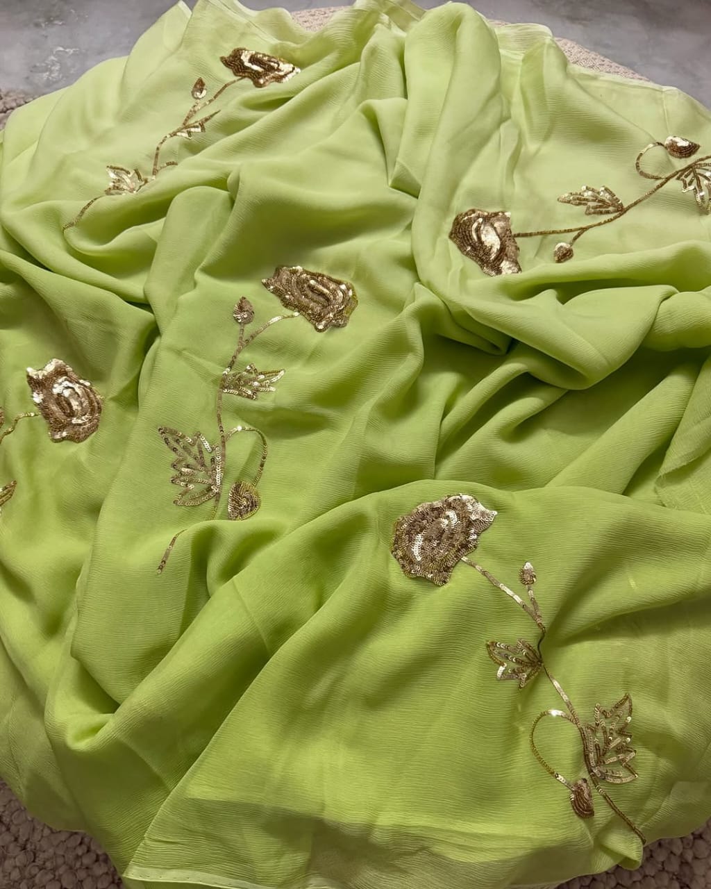 Pure Chiffon Jaipuri Beautiful motif Work Saree