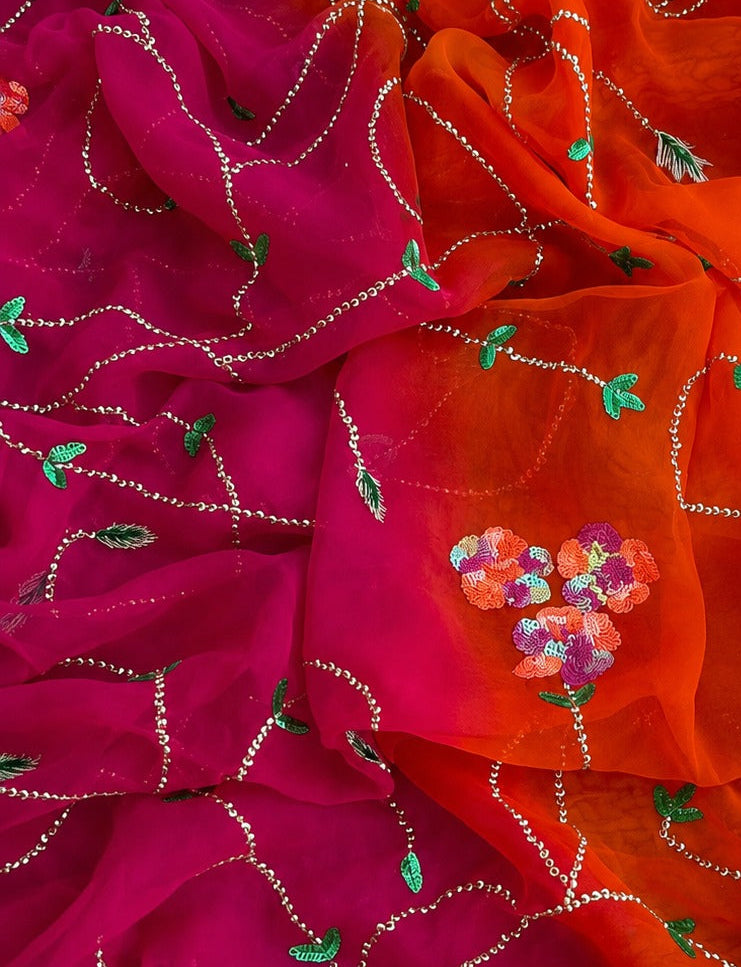 Premium Pure Chiffon Jaal Work Saree with Running Blouse