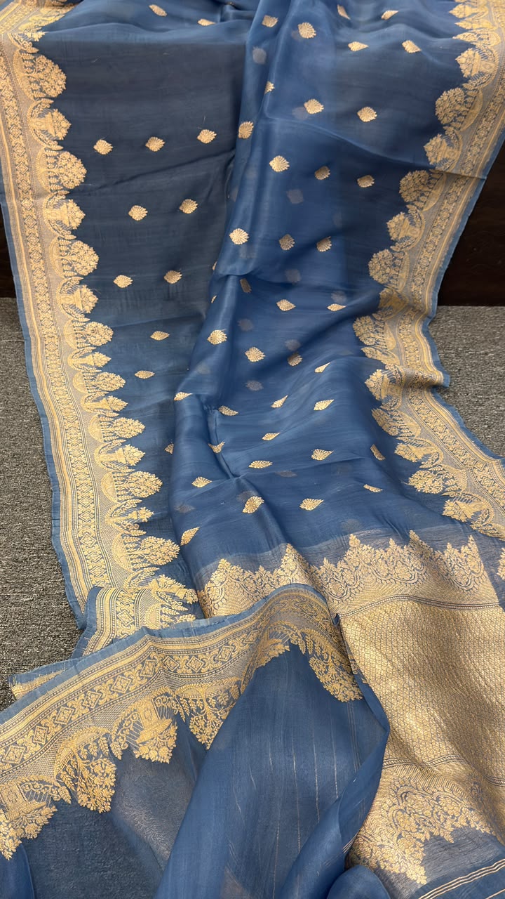 Pure Handloom banarasi kora Silk Saree With Blouse