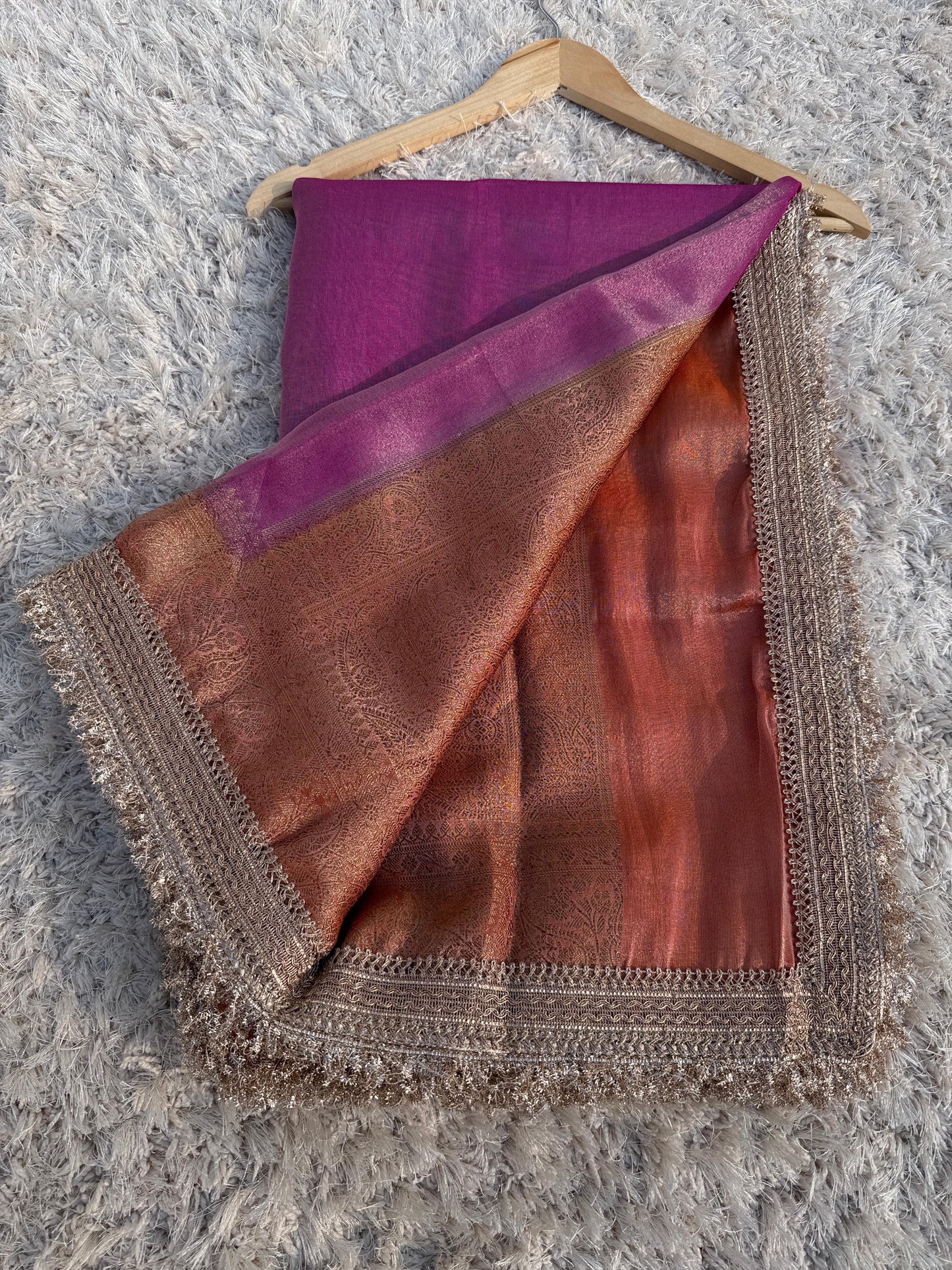 Banarasi Tissue Silk Saree With lace work border