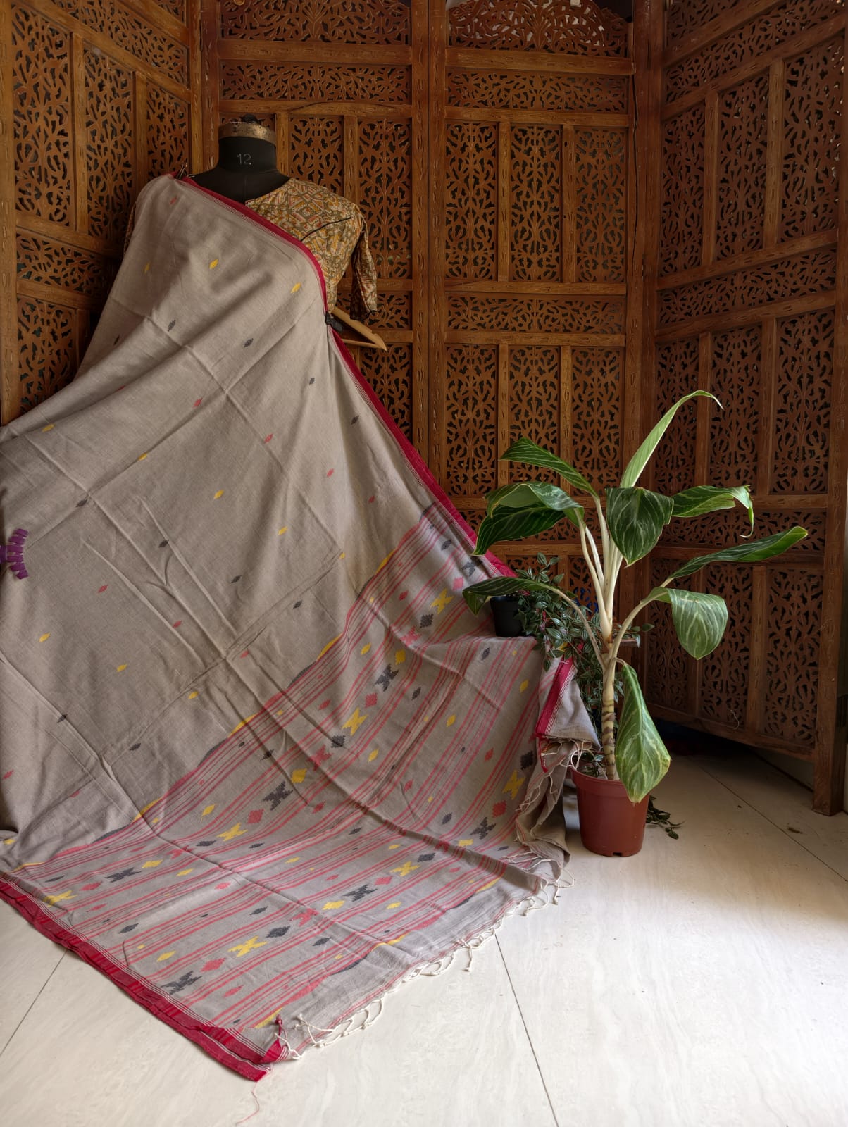 Pure Cotton needle work jamdani Saree