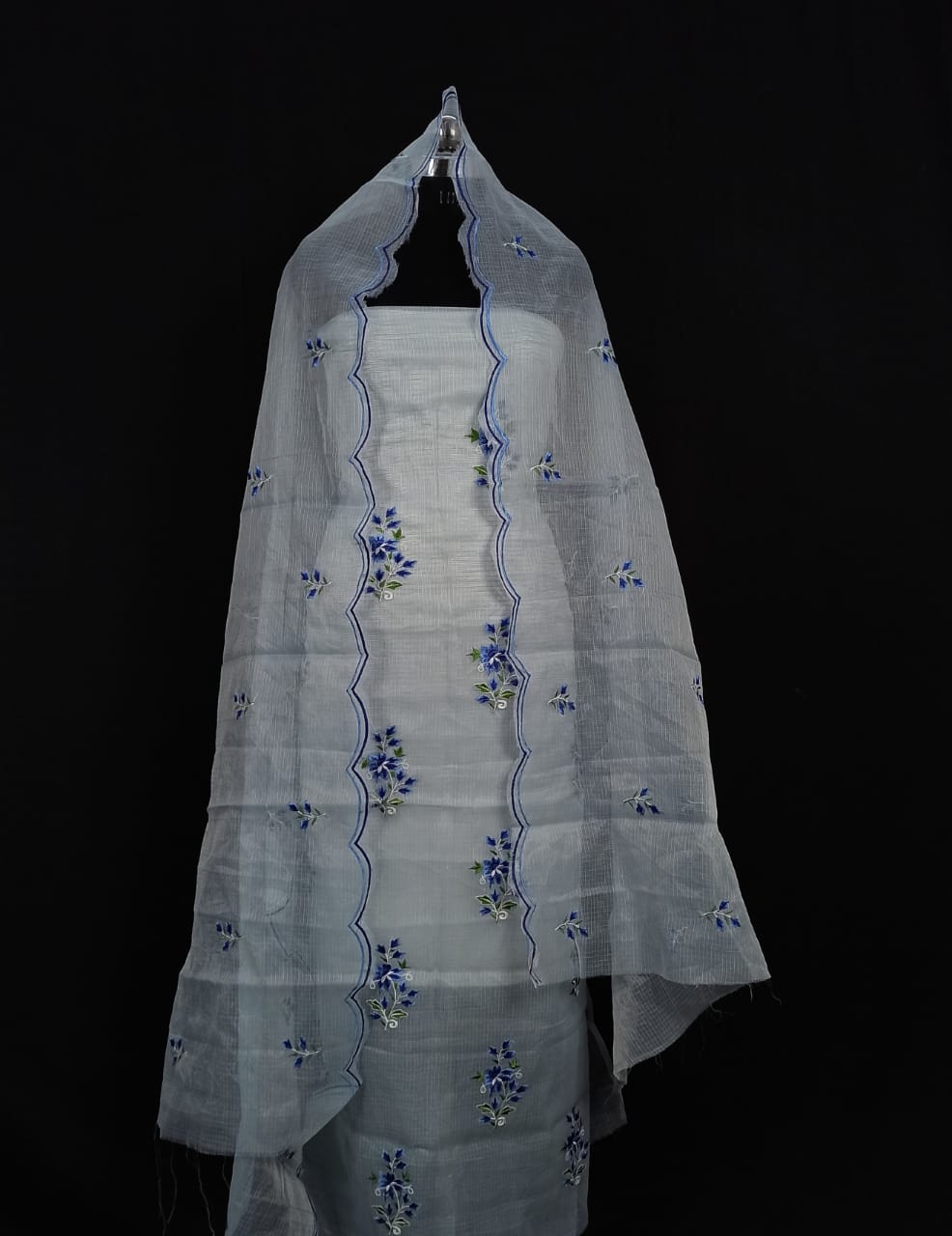 Kota Doria Embroidery work Unstitched Suit