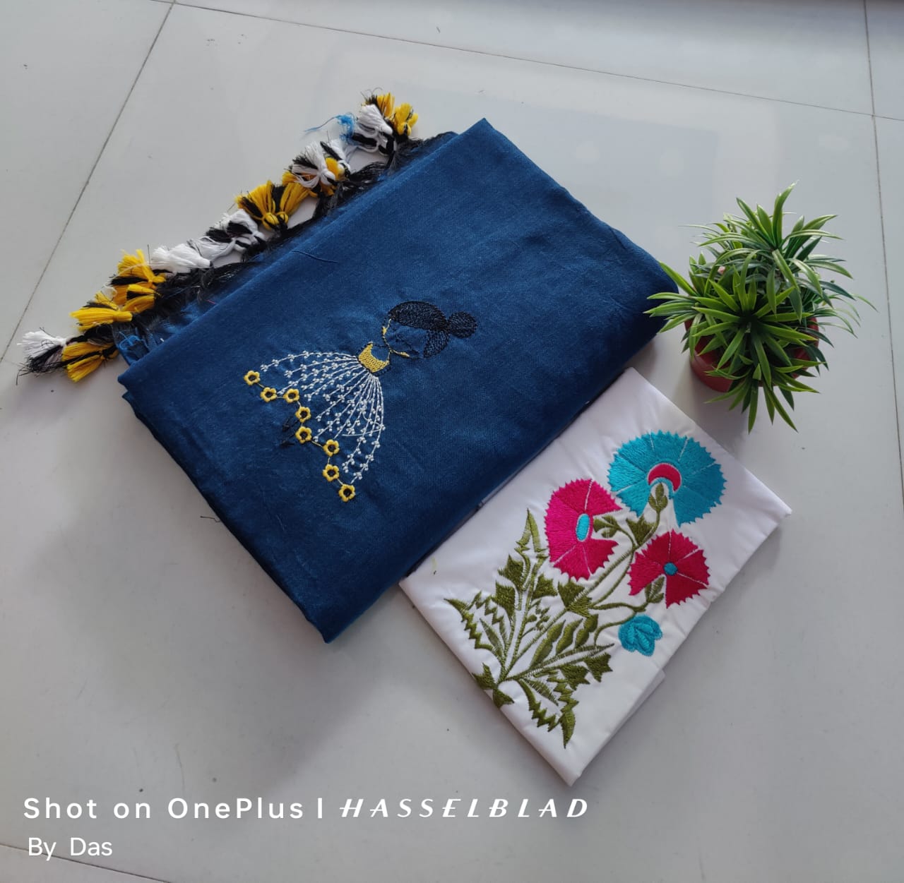 Beautiful Doll Embroidery Khaddi Cotton Saree