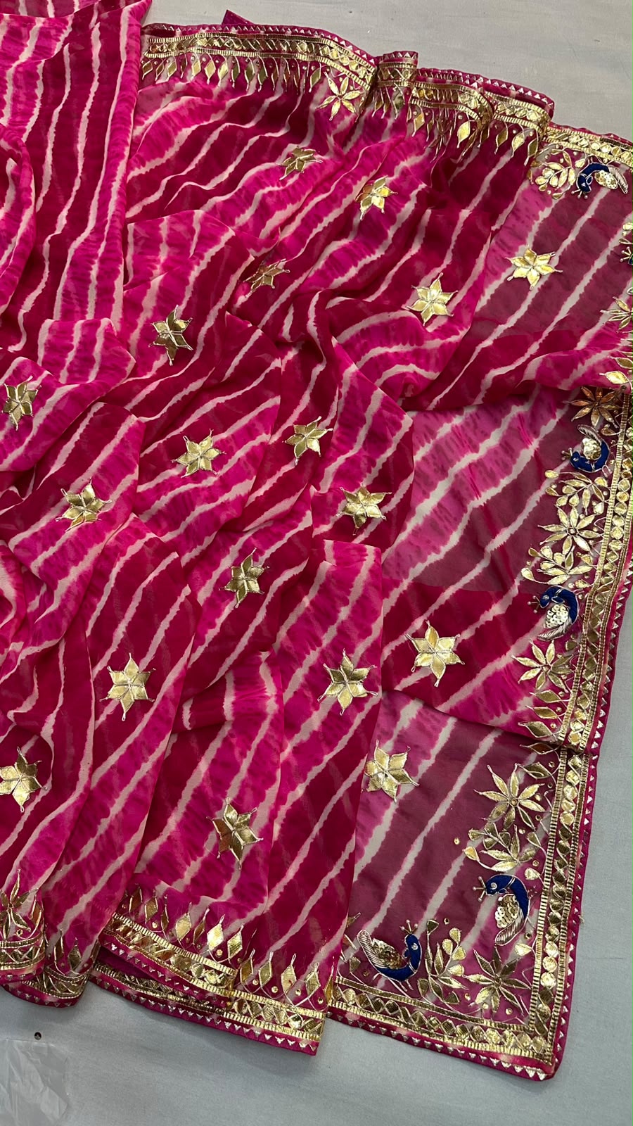 Desinger Georgette Leheriya Saree With Blouse