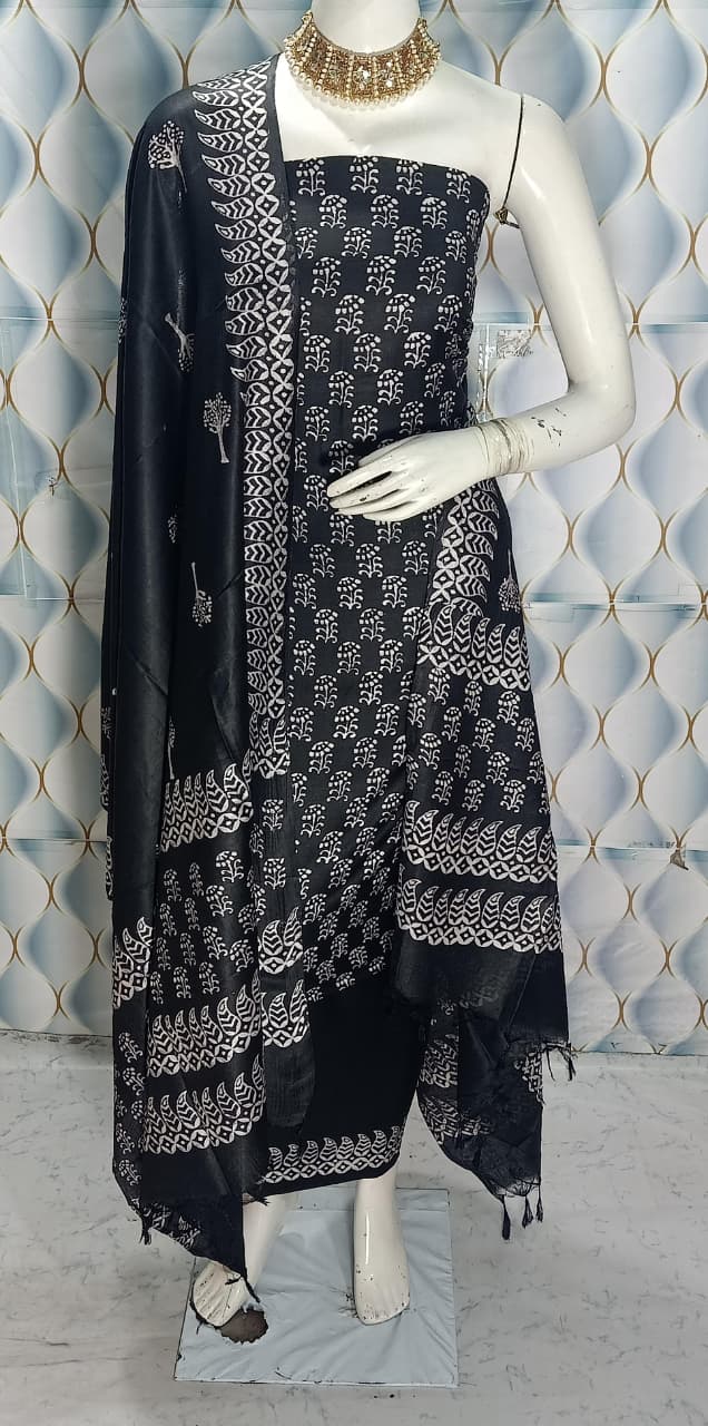 Cotton slub discharge print Unstitched Suit