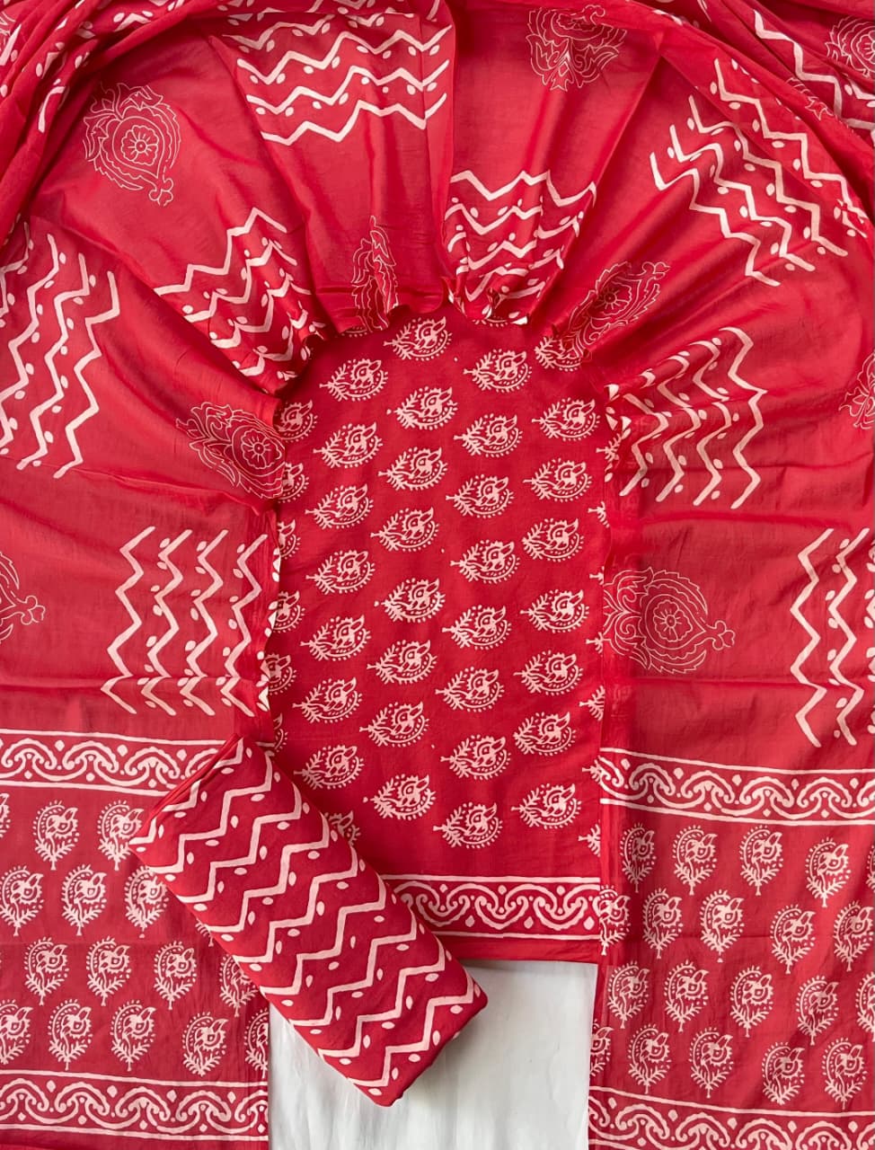 Exclusive new hand block printed cotton suits with cotton duptta