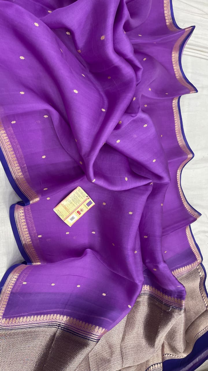 Pure Handloom banarasi kora Silk Saree With Blouse