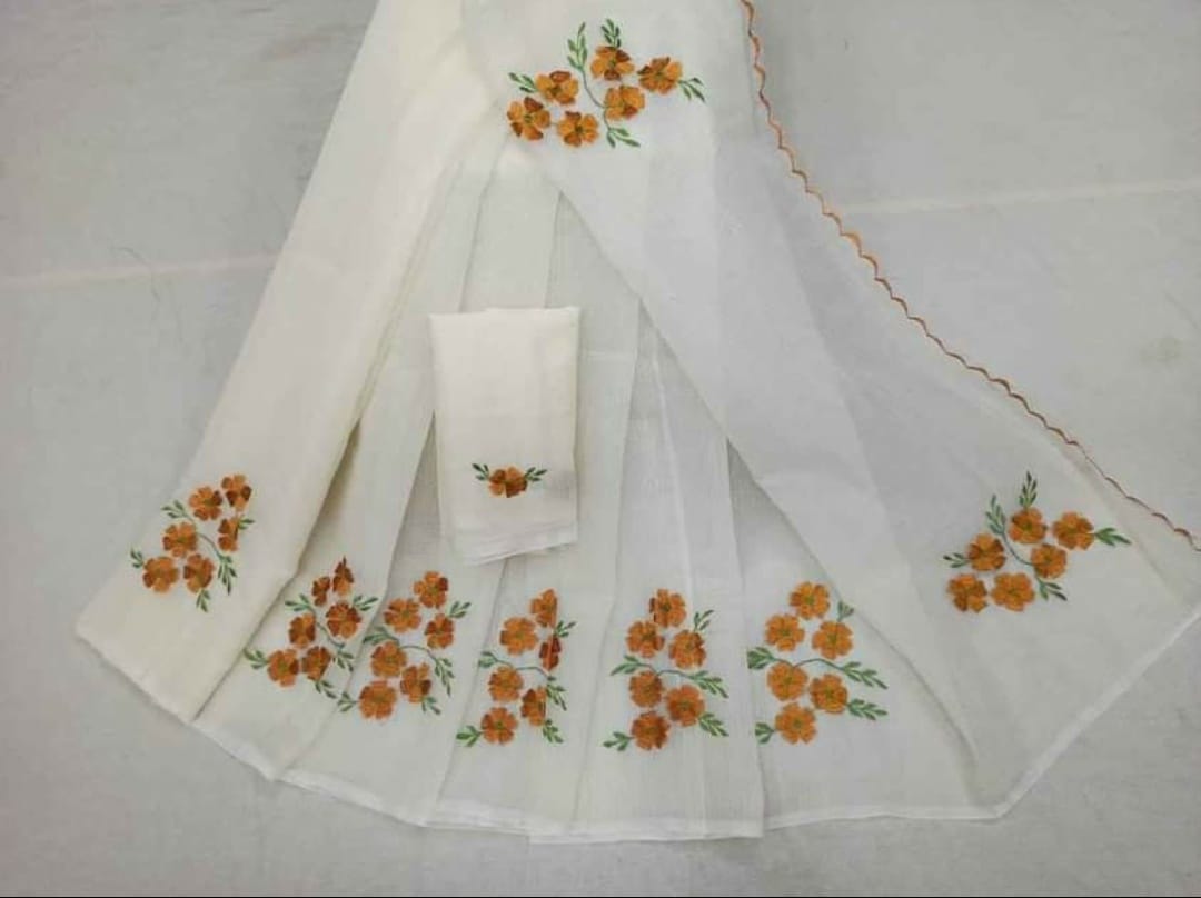 Kota cotton embroidery work Saree