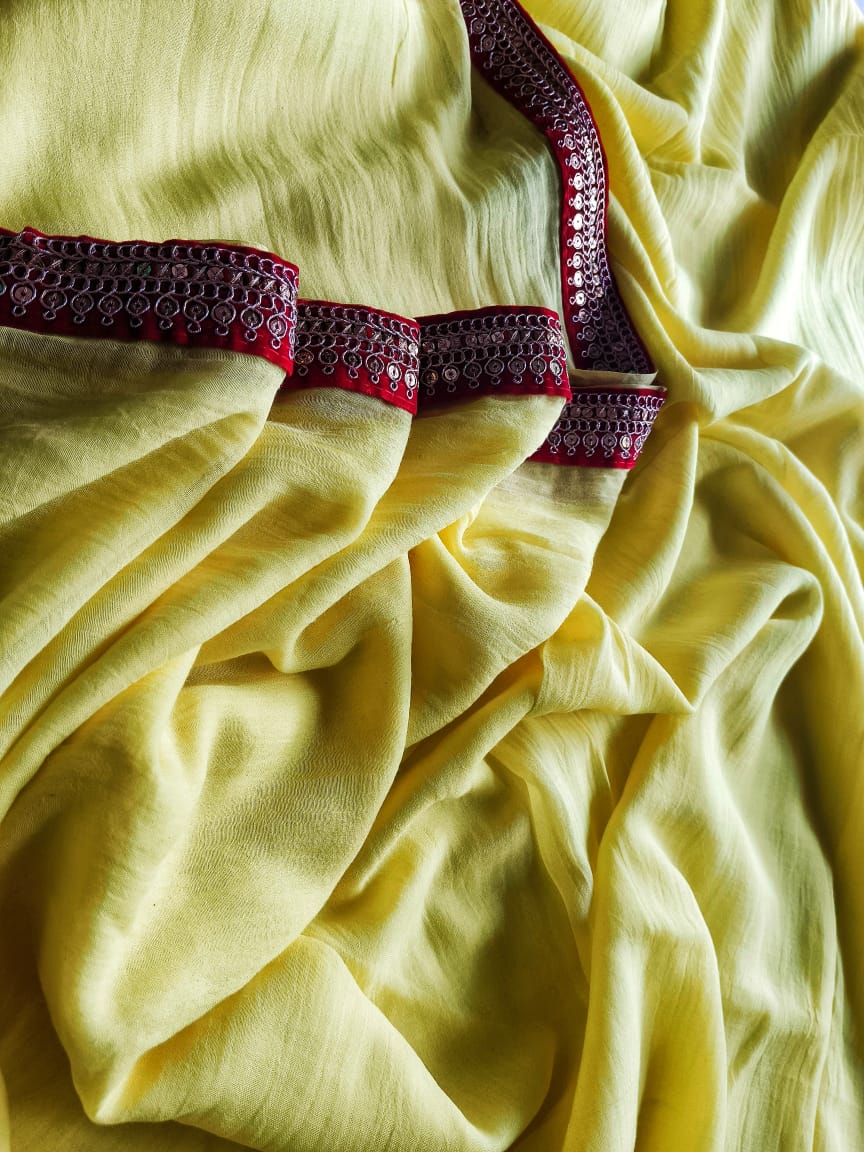 Beautiful Cotton Mulmul Saree Lace Border
