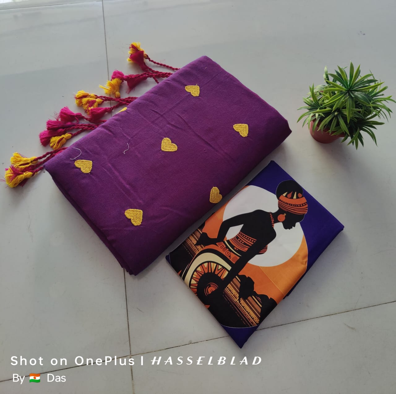 Beautiful Love Embroidery Khaddi Cotton Saree