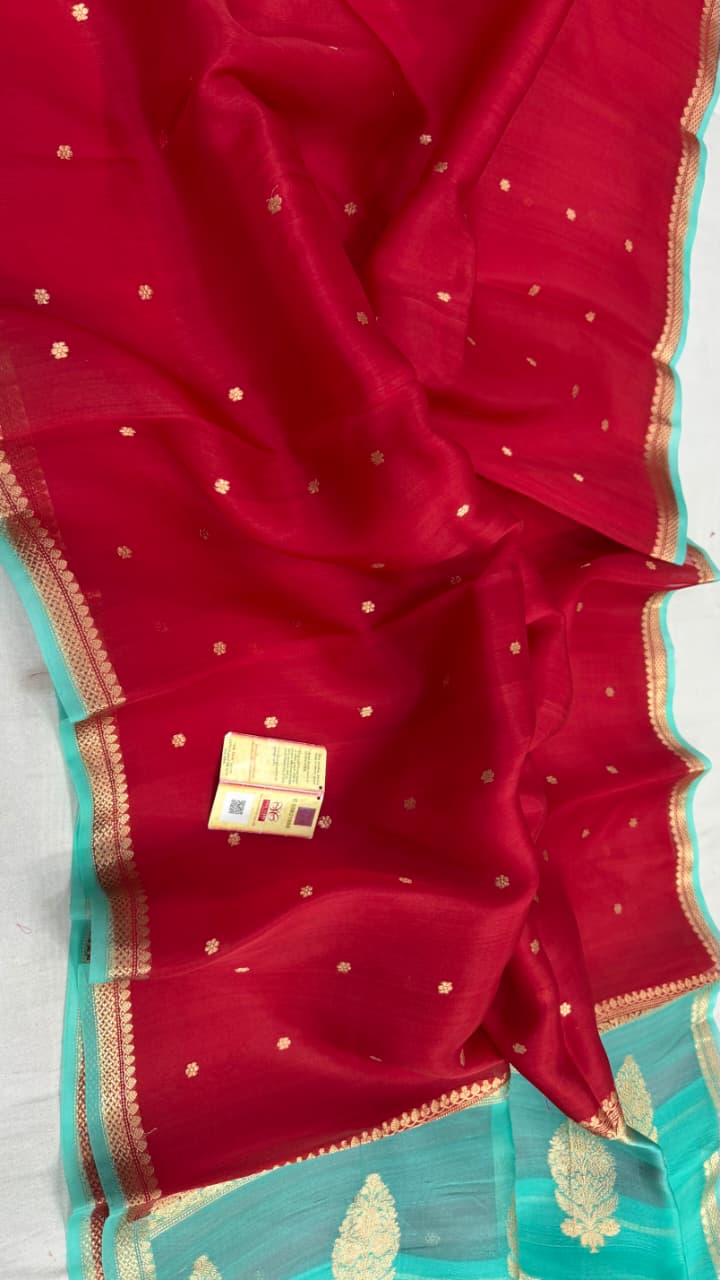 Pure Handloom banarasi kora Silk Saree With Blouse