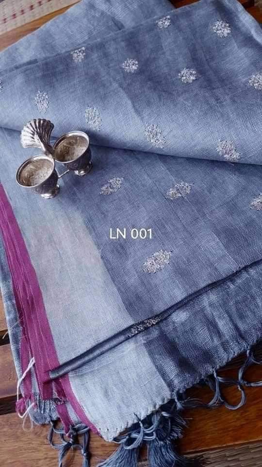 Pure Cotton Embroidery Work Saree With Blouse.
