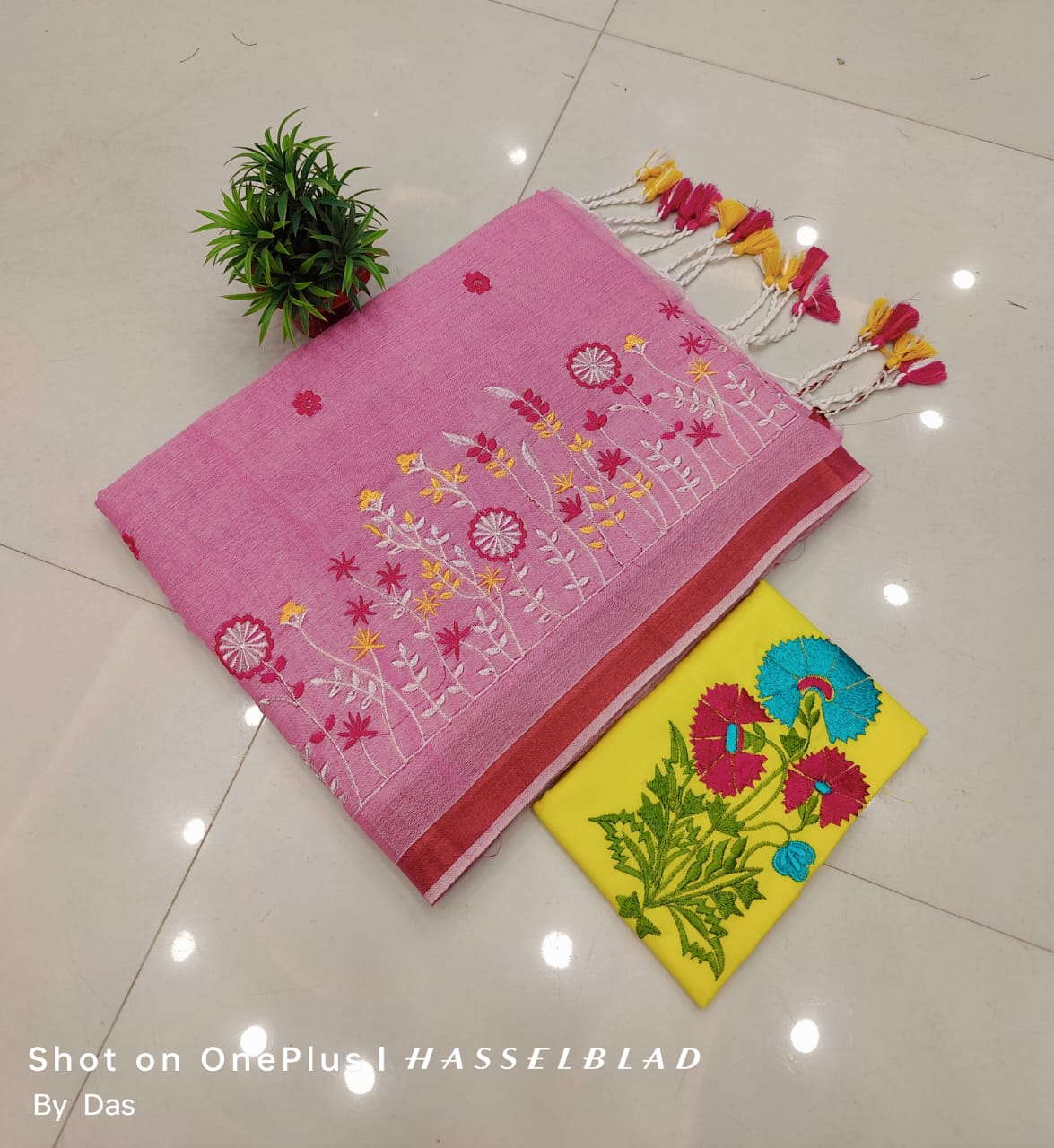 Beautiful Embroidery Khaddi Cotton Saree