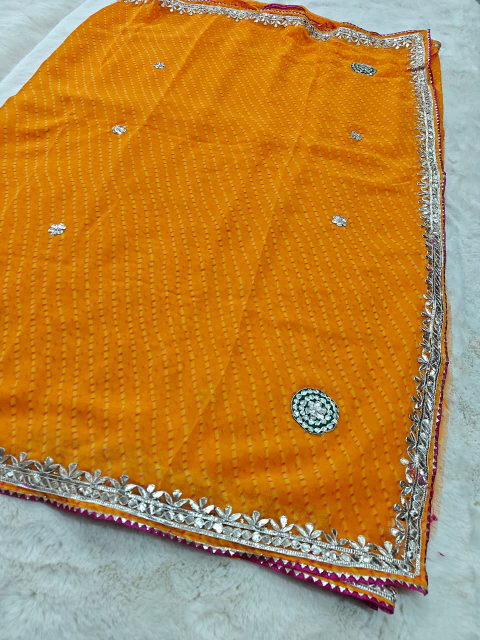 Georgette Gota Patti Work Saree With Blouse