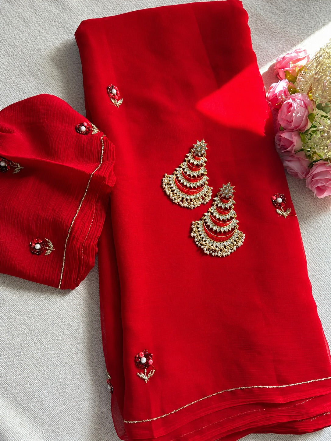 Red Petunia Saree