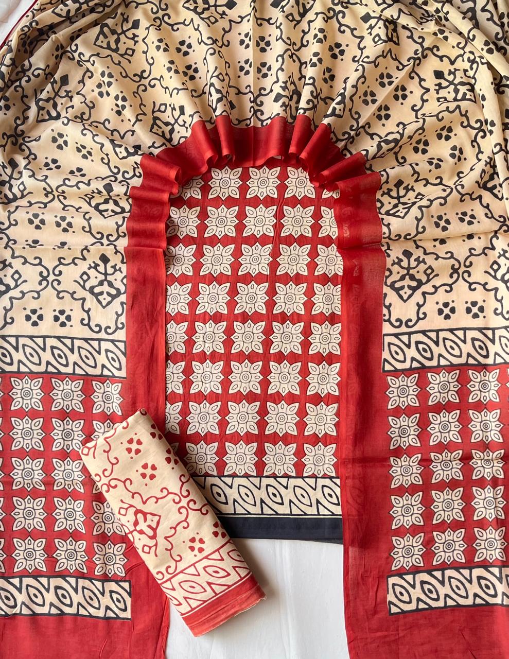 Exclusive new hand block printed cotton suits with cotton duptta