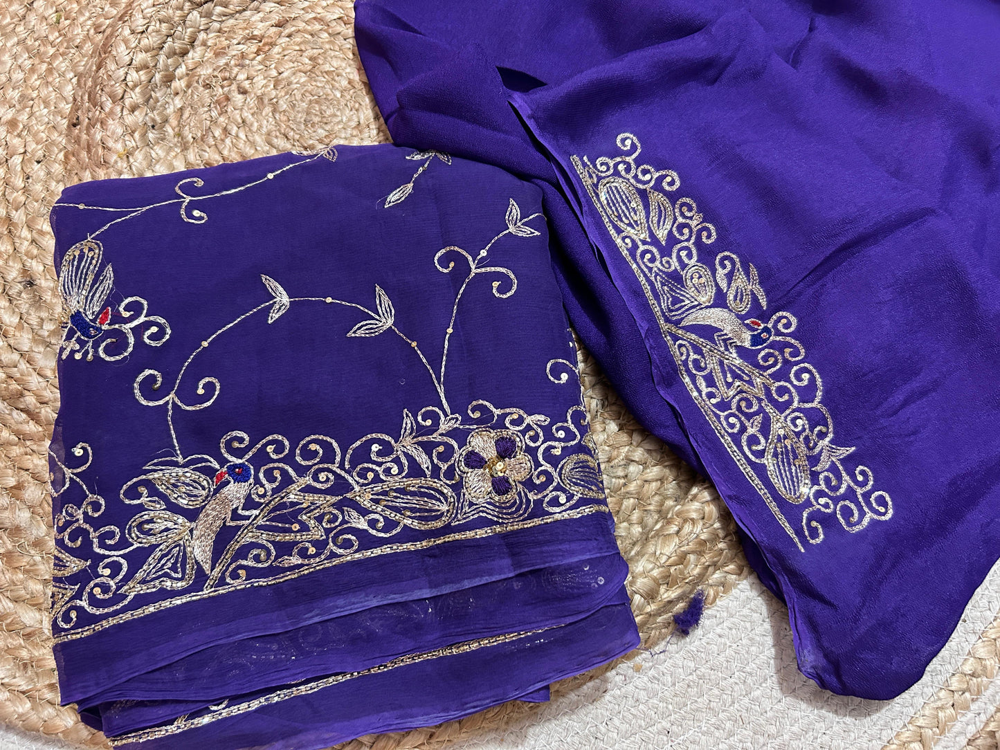 Pure Jaipuri Chiffon Jaal Work Saree With Beautiful Rajputi look and Blouse