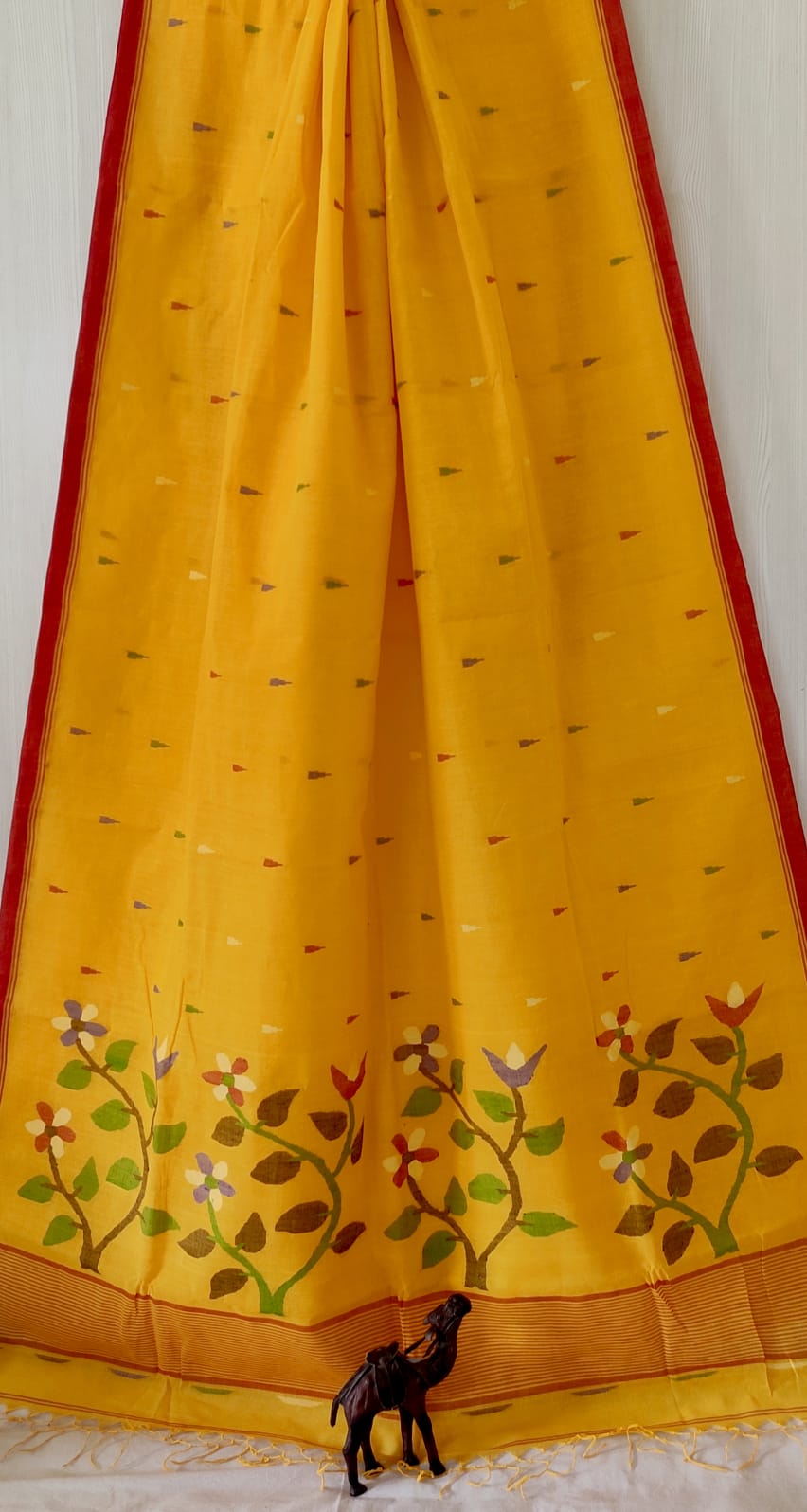 Pure Cotton needle work jamdani Saree With Blouse