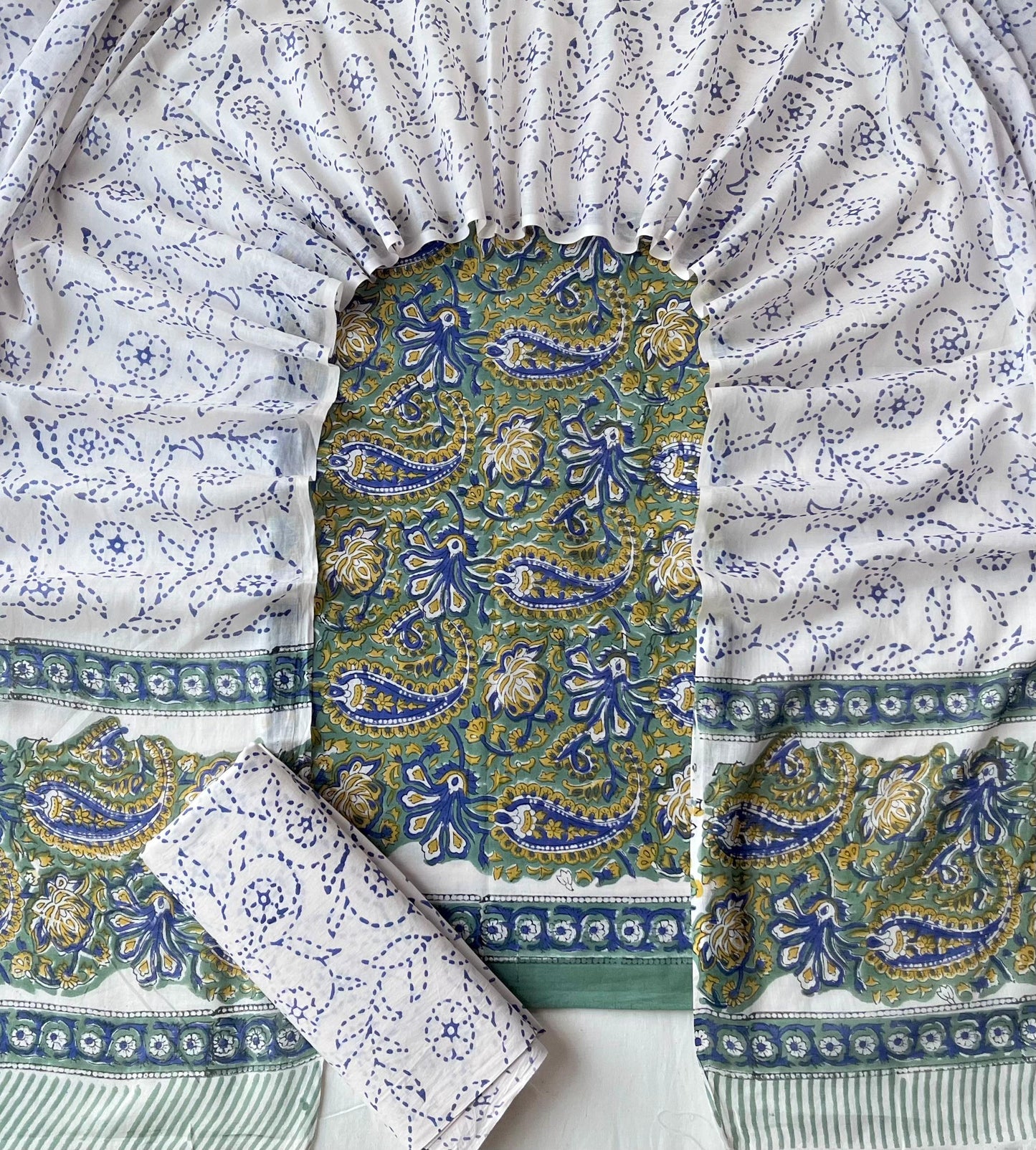 Exclusive new hand block printed cotton suits with cotton duptta