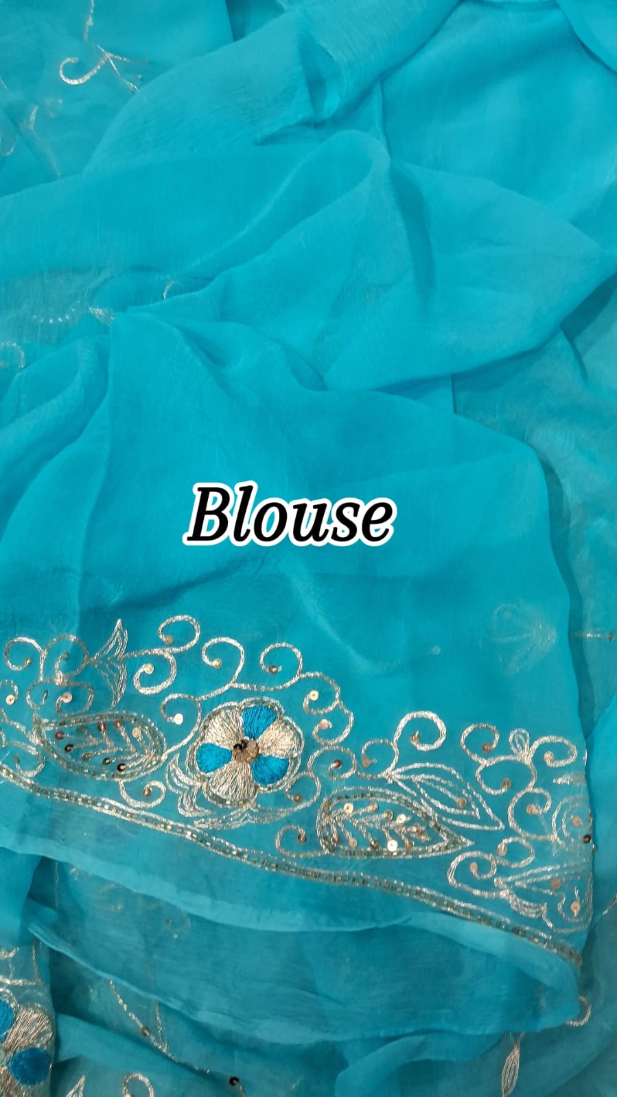 Pure Jaipuri Chiffon Jaal Work Saree With Beautiful Rajputi look and Running Blouse