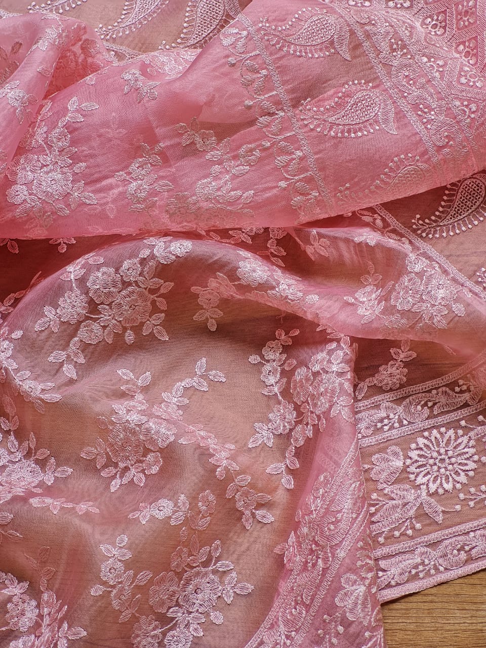 Pure organza silk embroidery work saree with blouse