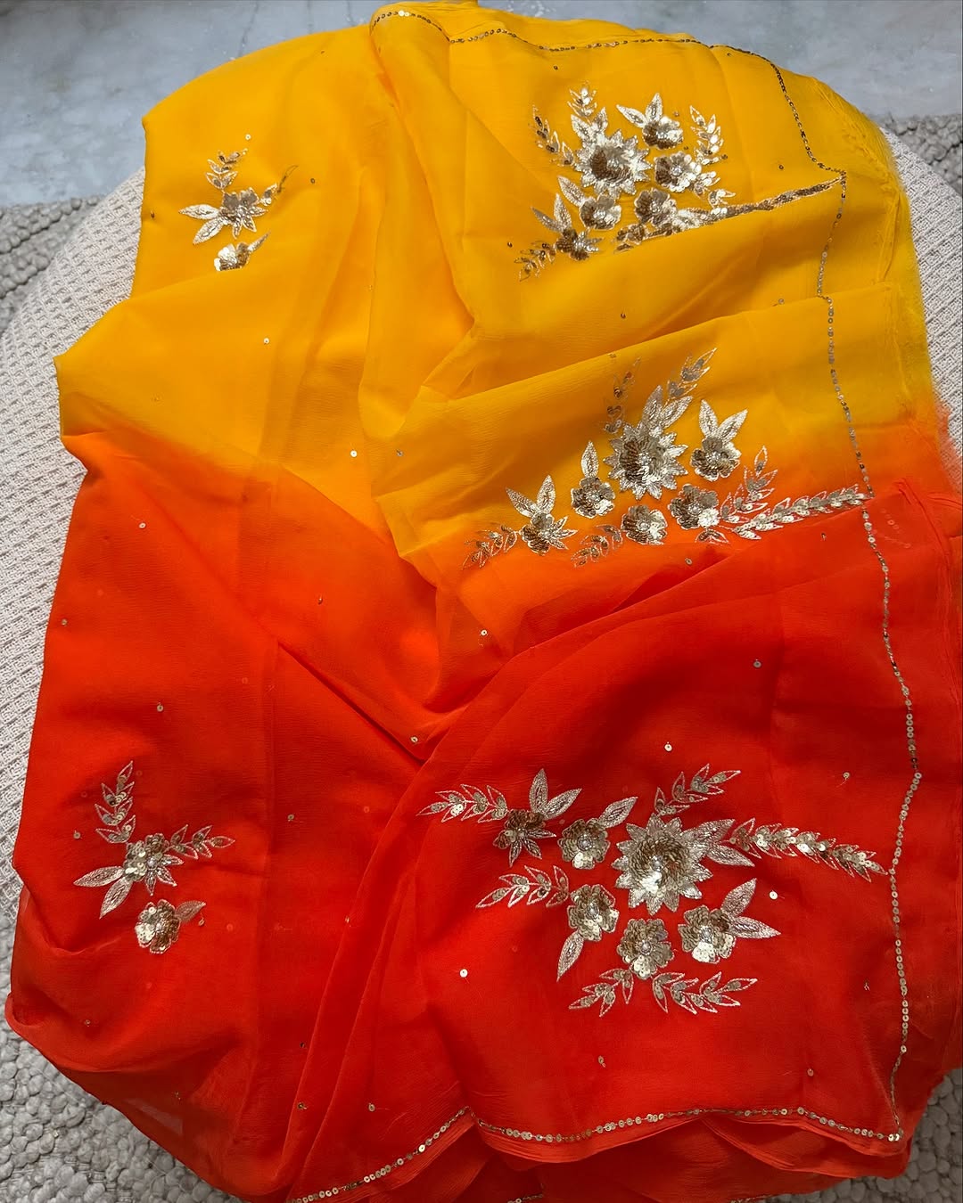 Pure Chiffon Jaipuri Beautiful motif Work Saree
