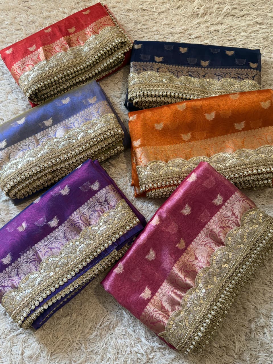 Banarasi Glass Tissue Booti Weaving Soft Saree