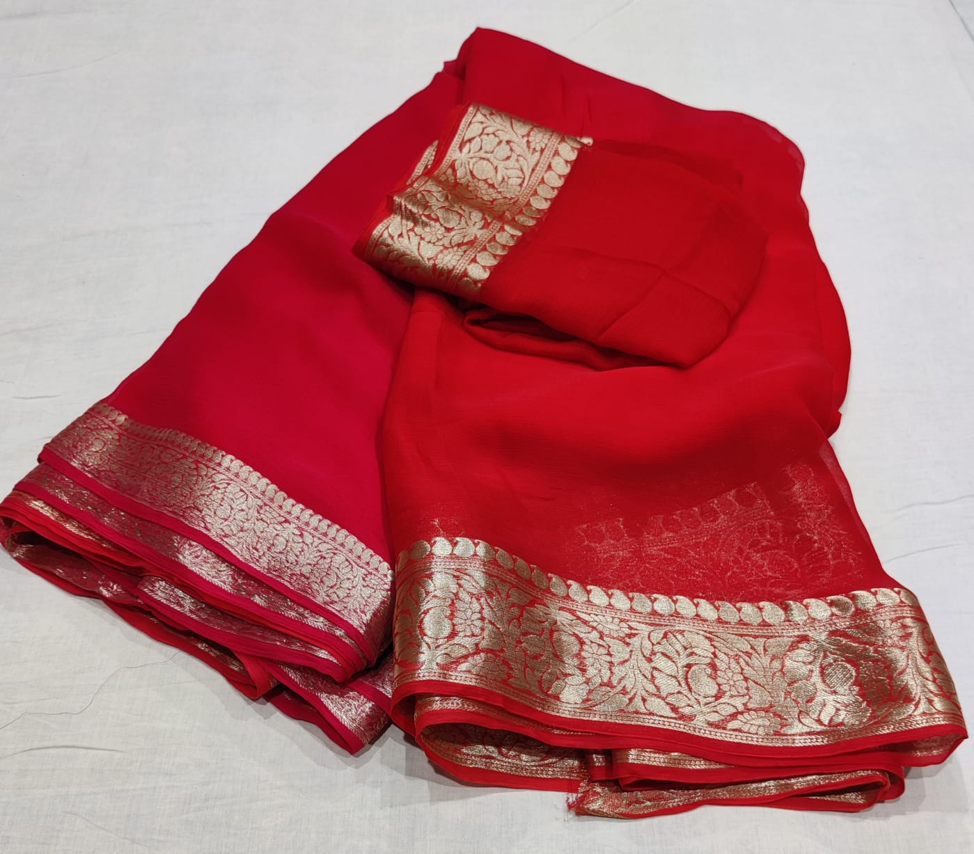 Pure chiffon with banarasi border beautiful saree