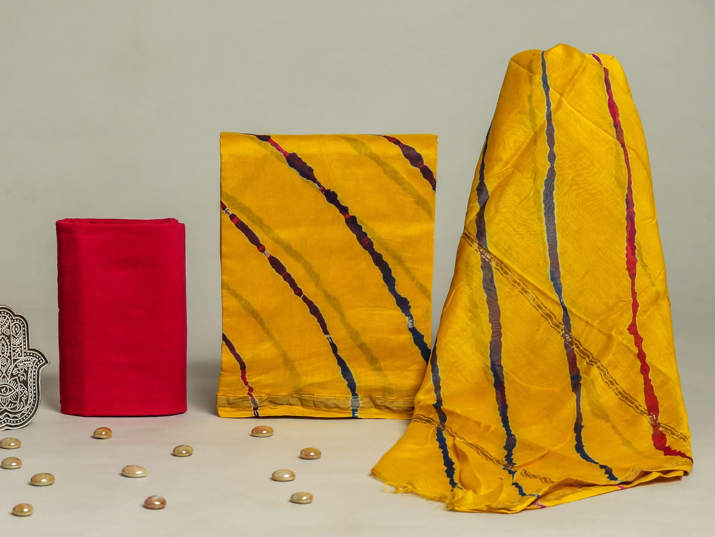 Hand Block Print Chanderi Silk Unstitched Suit