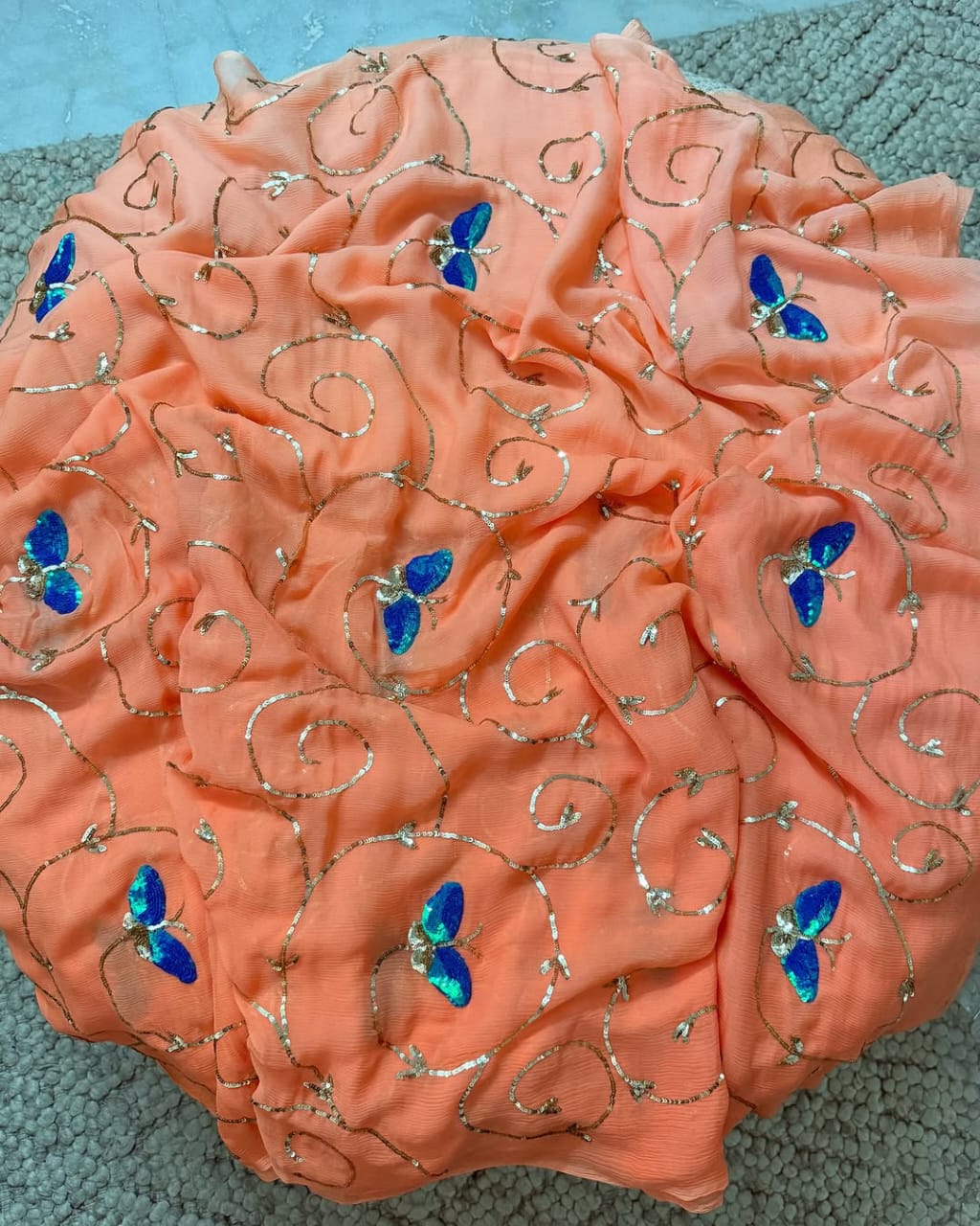 Pure Chiffon Jaipuri Beautiful motif Work Saree